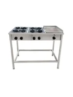Anafe 4 platos con Churrasquera. Quemador industrial de 18 cm.