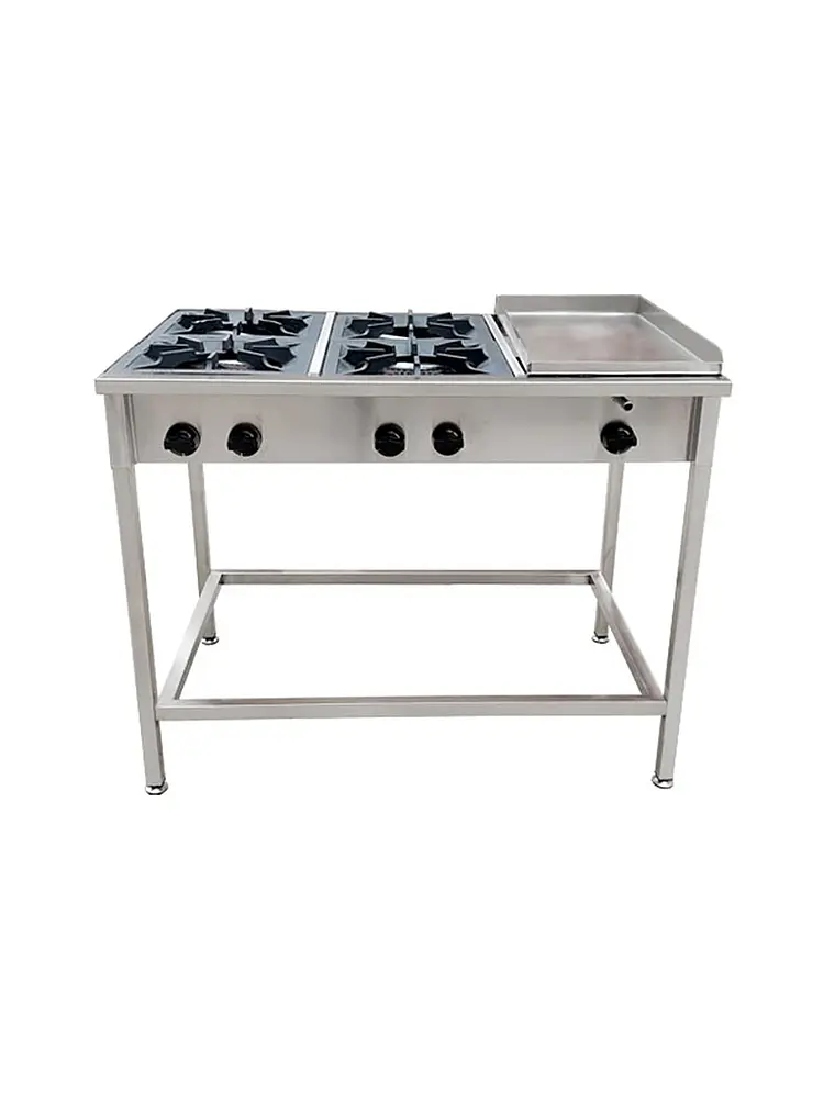 1013 (11) Anafe 4 platos con Churrasquera. Quemador industrial de 18 cm. - Imagen 1