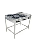 Anafe 4 platos con Churrasquera. Quemador industrial de 18 cm. - Imagen 2