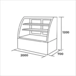 Vitrina pastelera curva 2000x750x1200mm - Imagen 2