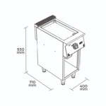 Plancha Cromo Industrial Maigas Mila 700 40 cm 6E738 GLP / 6E738N GN - Imagen 2