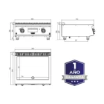 Plancha Top Cromo Industrial Maigas Mila 700 80 cm 6E781 GLP / 6E781N GN - Imagen 2