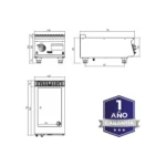 Plancha Top Cromo Industrial Maigas Mila 700 40 cm 6E780 GLP / 6E780N GN - Imagen 2