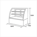 Vitrina Pastelera Curva Maigas HKCS1500CS 530 Litros 150 cm - Imagen 3
