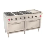 Cocina Industrial 6 Platos con 2 Hornos y Churrasquera Grande Maigas 6EA56 / 6EA57