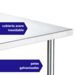 MESON CENTRO INOX 150 x 60 x 85 CM - REPISA Y PATAS ACERO GALV. - Imagen 3